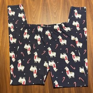 Llama & Candy Cane Leggins-OS but more like Med-Large)